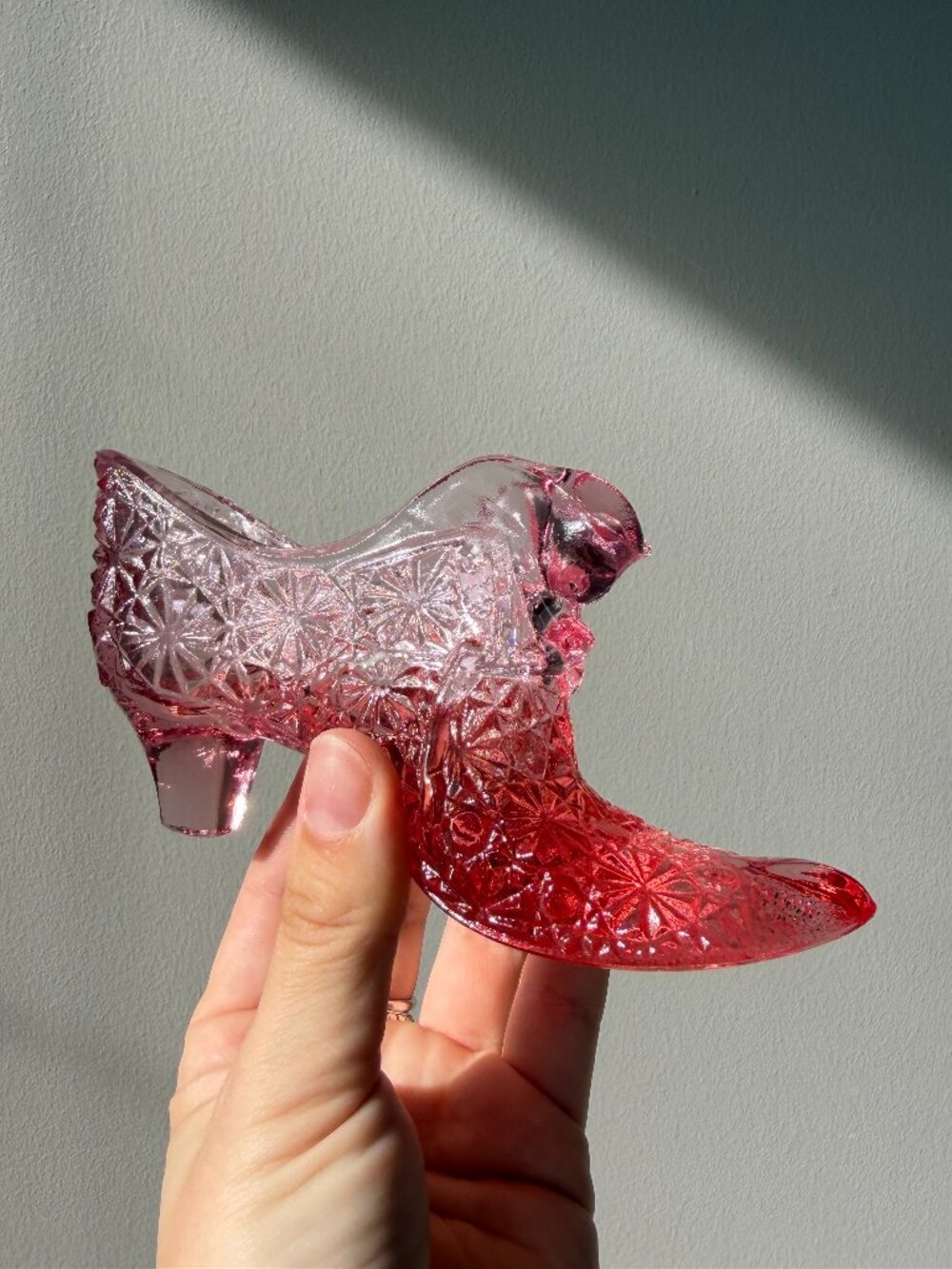 2/$40 🌸 Vintage Fenton Pink Glass Shoe Slipper